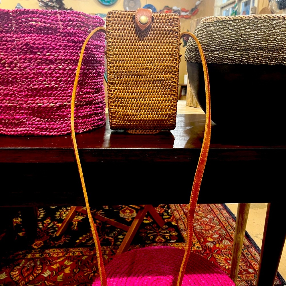 Woven Brown Crossbody Bag